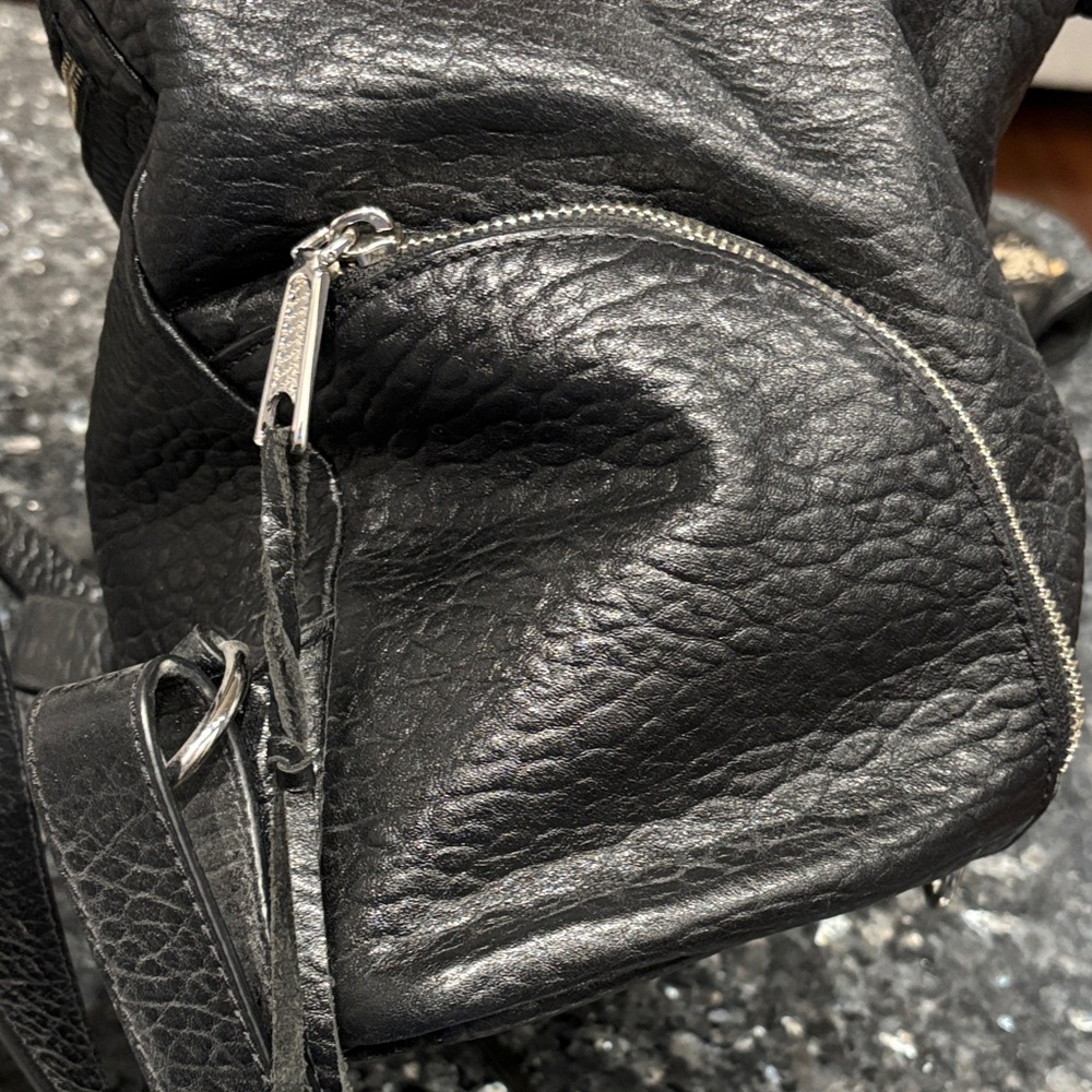 Rebecca Minkoff Julian Black Leather Backpack with Silver Accents - Picture 9 of 9